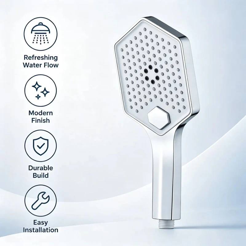 Doccia a mano a cascata con pulsante di design per il bagno
